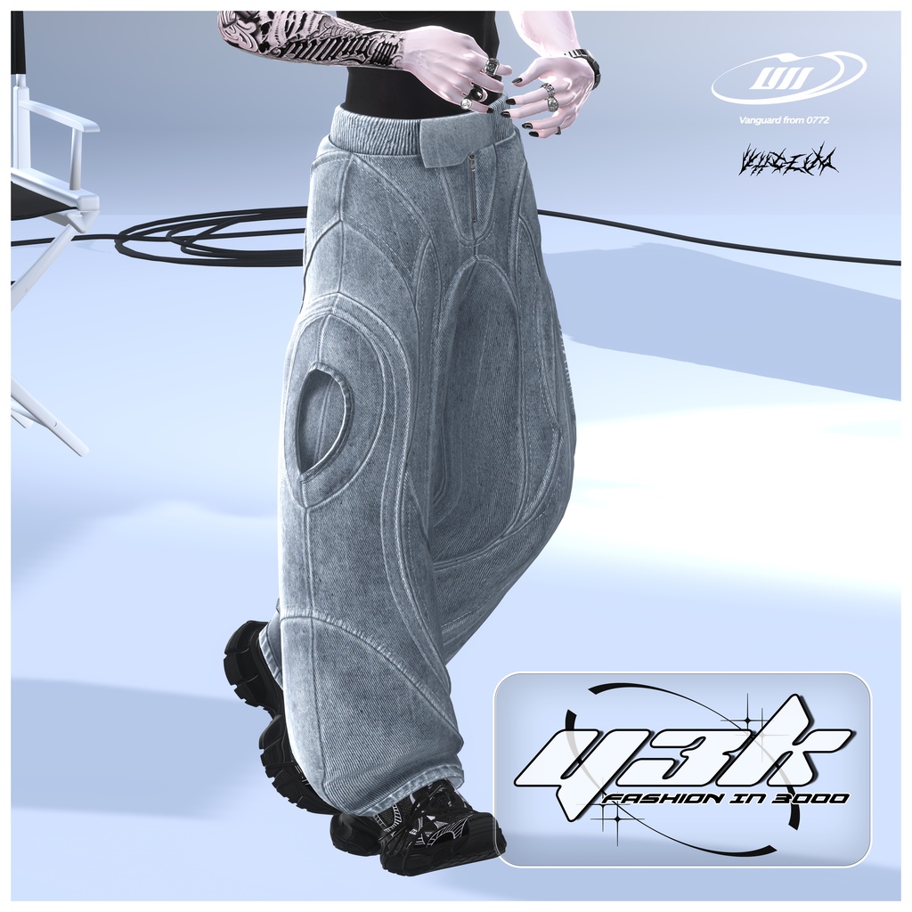 【Y3K pants】 ワイドパンツ3Dモデル