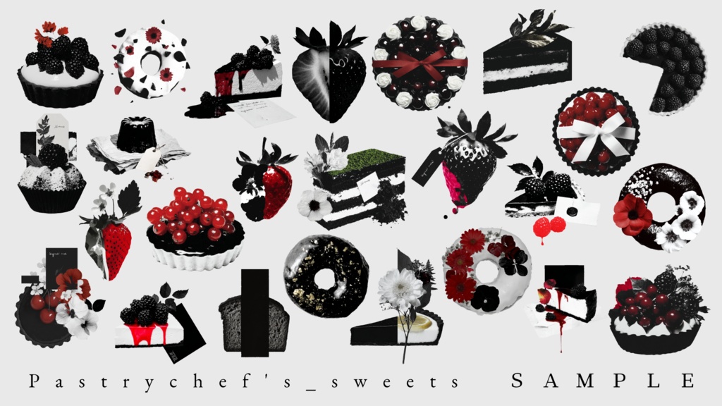 〖無料有/全85種〗素材集║甘色装飾〖PNG素材〗