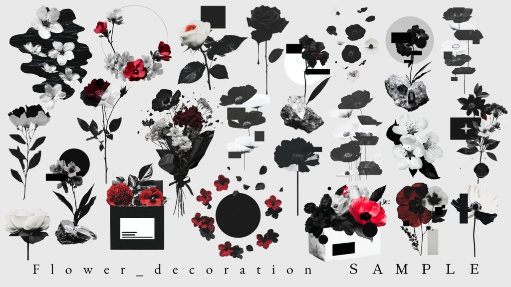 〖無料有/全70種〗素材集║花葉標録〖PNG素材〗