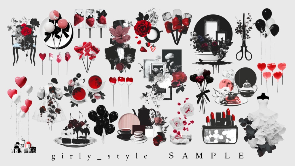 〖無料有/全60種〗素材集║飴苺恋帖〖PNG素材〗