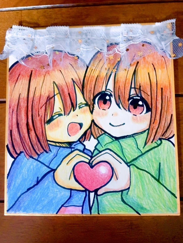 キャラ、フリスク色紙