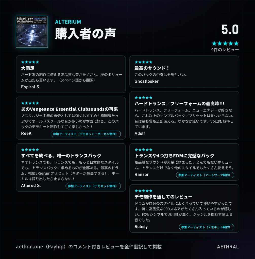 【ハイパートランス サンプルパック】Alterium - Aethral & oxygenetiX Trance Re;Imagined Vol.1
