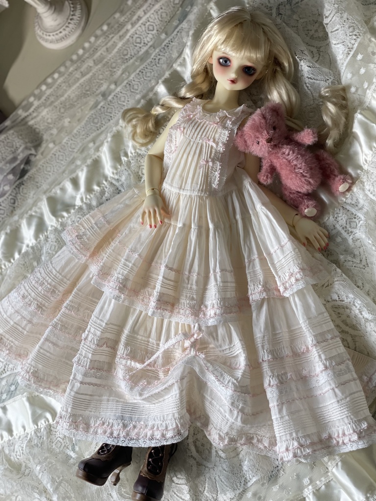 【60cm】いちご&配色ワンピース【Aデザイン】