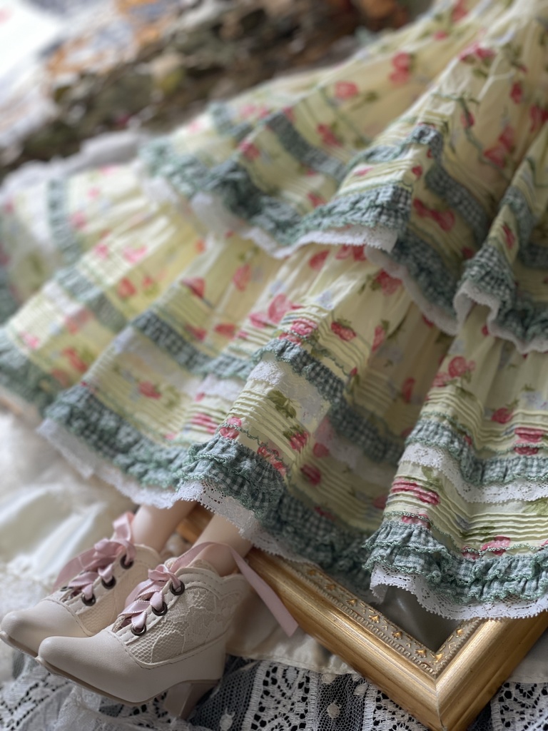 【60cm】いちご&配色ワンピース【Bデザイン】