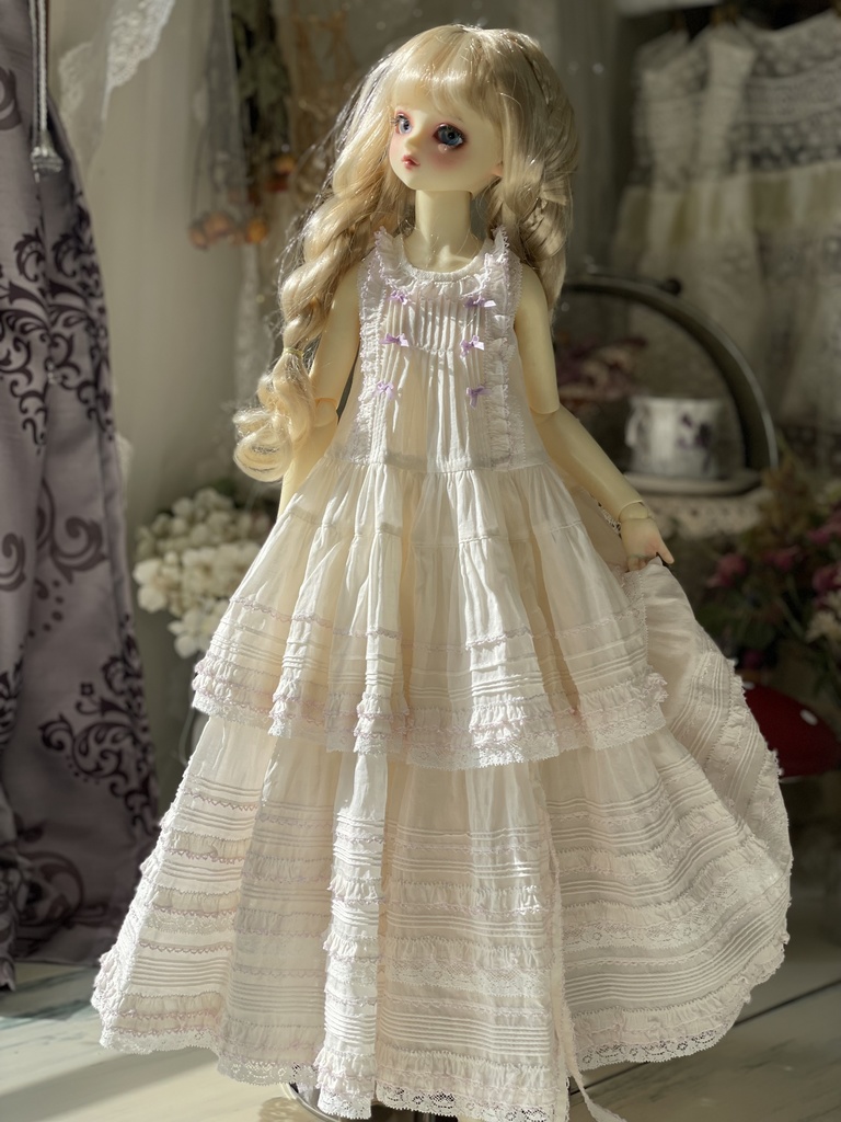 【60cm】いちご&配色ワンピース【Bデザイン】