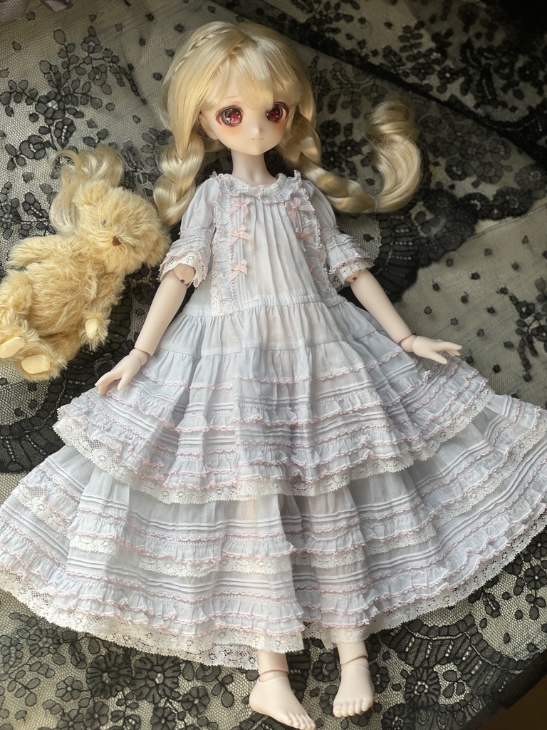 【60cm】いちご&配色ワンピース【Bデザイン】