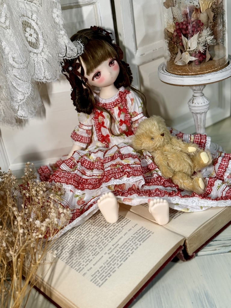 【40cm】いちご&配色ワンピース