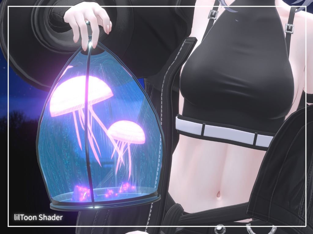 【VRC向け3Dモデル】Nocturne Lantern - 闇に融けるクラゲの灯り(Earrings同梱 / 3アバター対応)