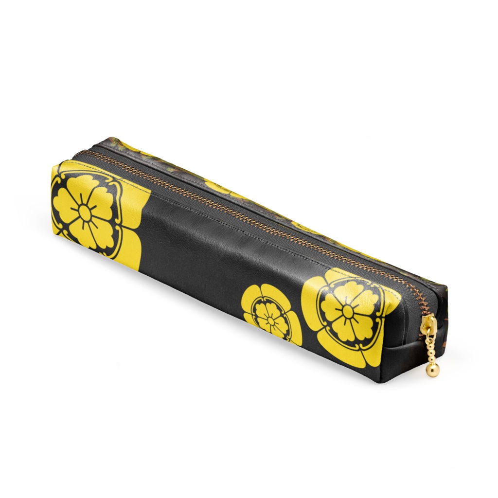 【黄色】織田木瓜 織田信長 ペンケース(ブラック)