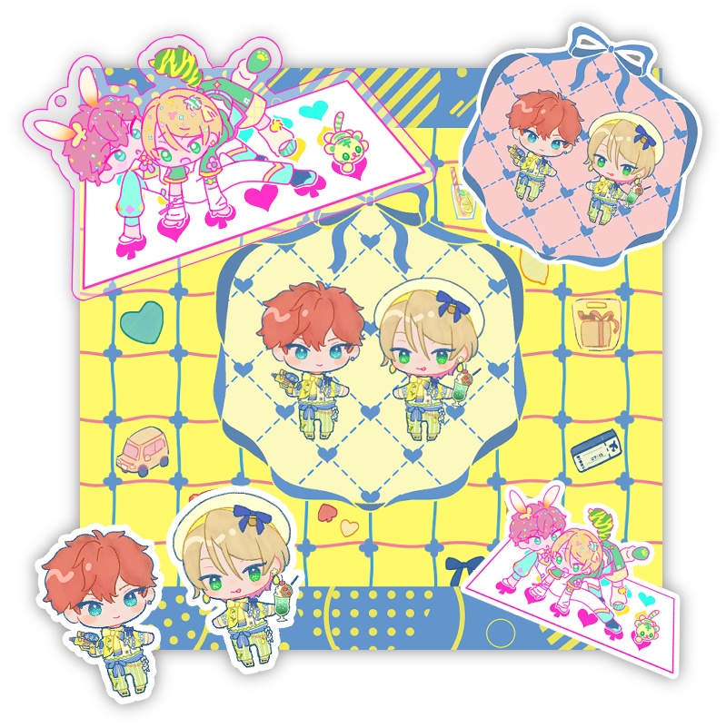 Allセット(アクキー、メガネ拭き、シール3種)