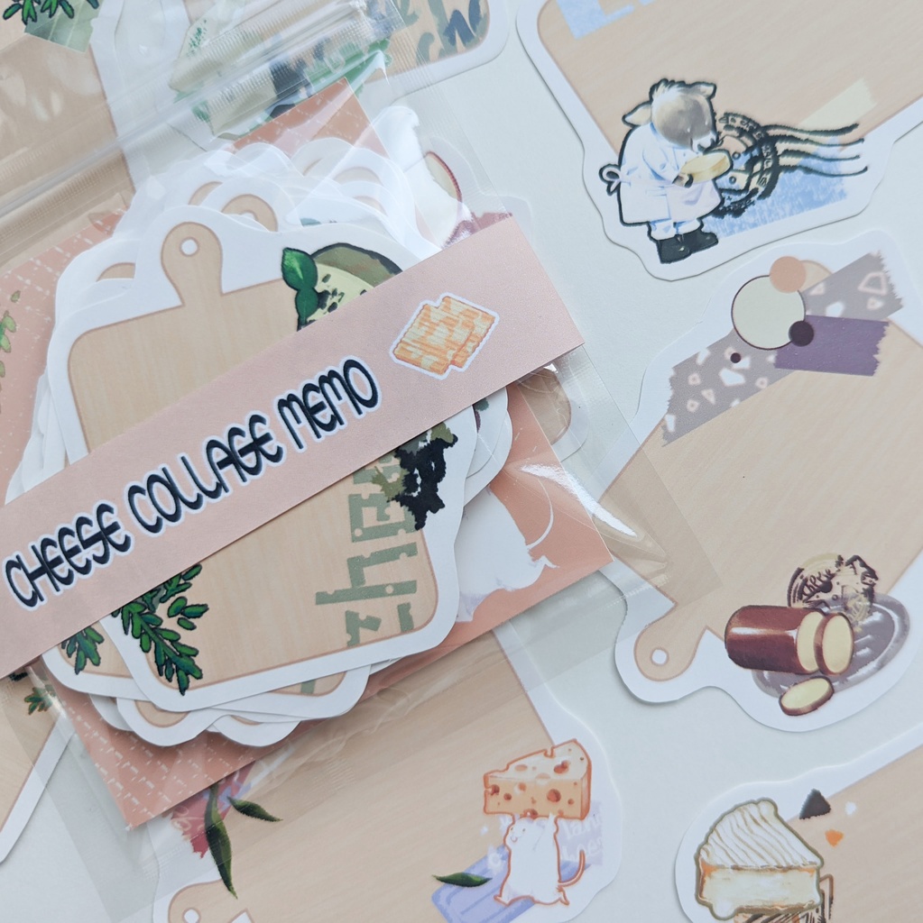 ダイカットメモ「チーズ盛り合わせ~コラージュ仕立て~」
