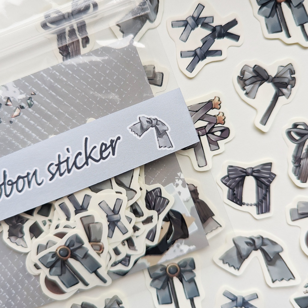 フレークシール「黒リボンmix」