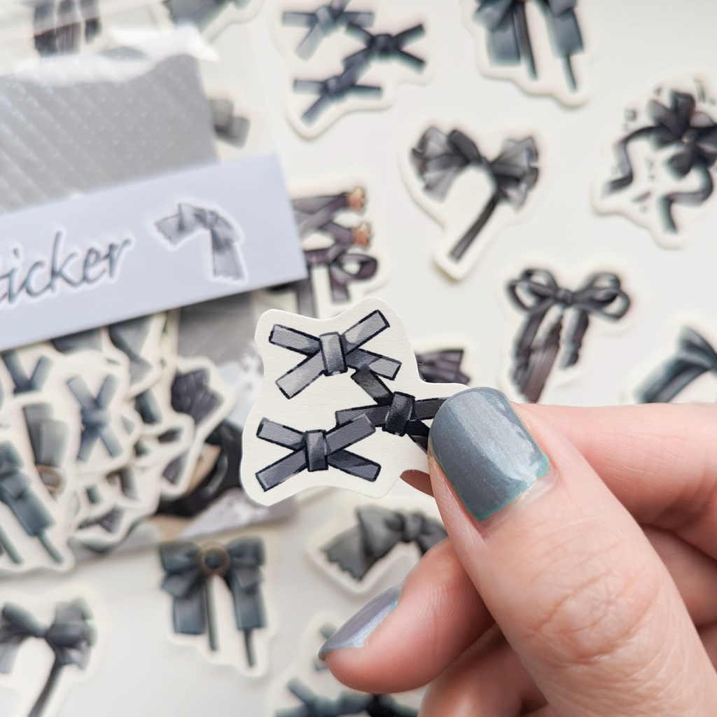 フレークシール「黒リボンmix」