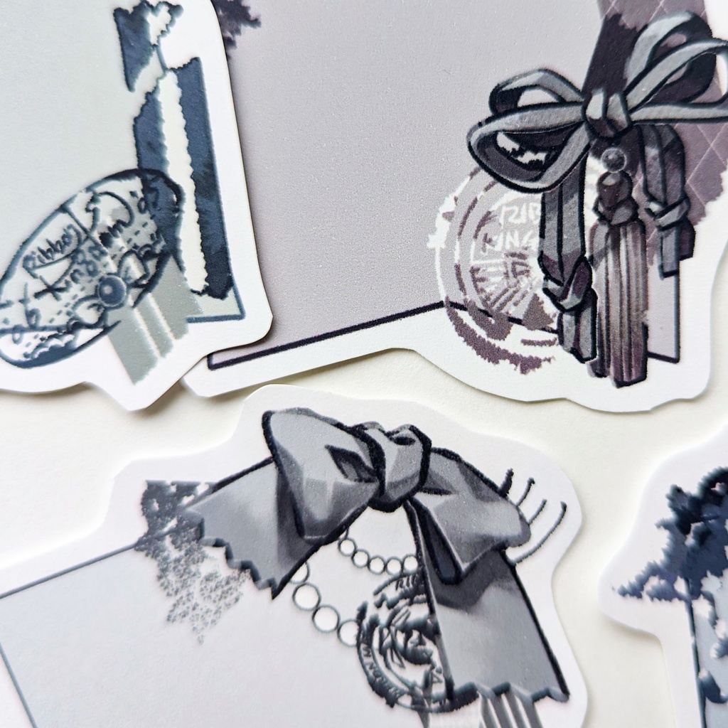 ダイカットメモ「黒リボンmix」