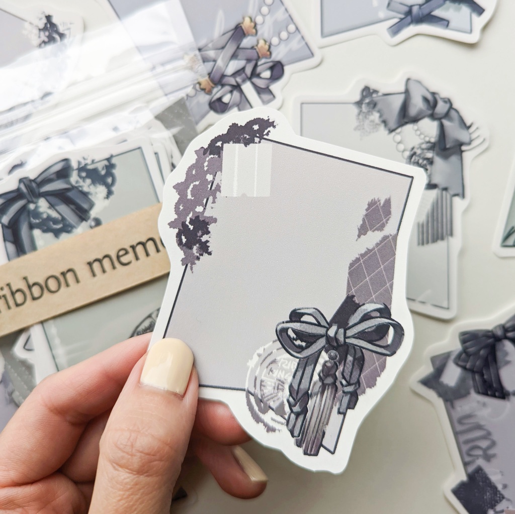 ダイカットメモ「黒リボンmix」