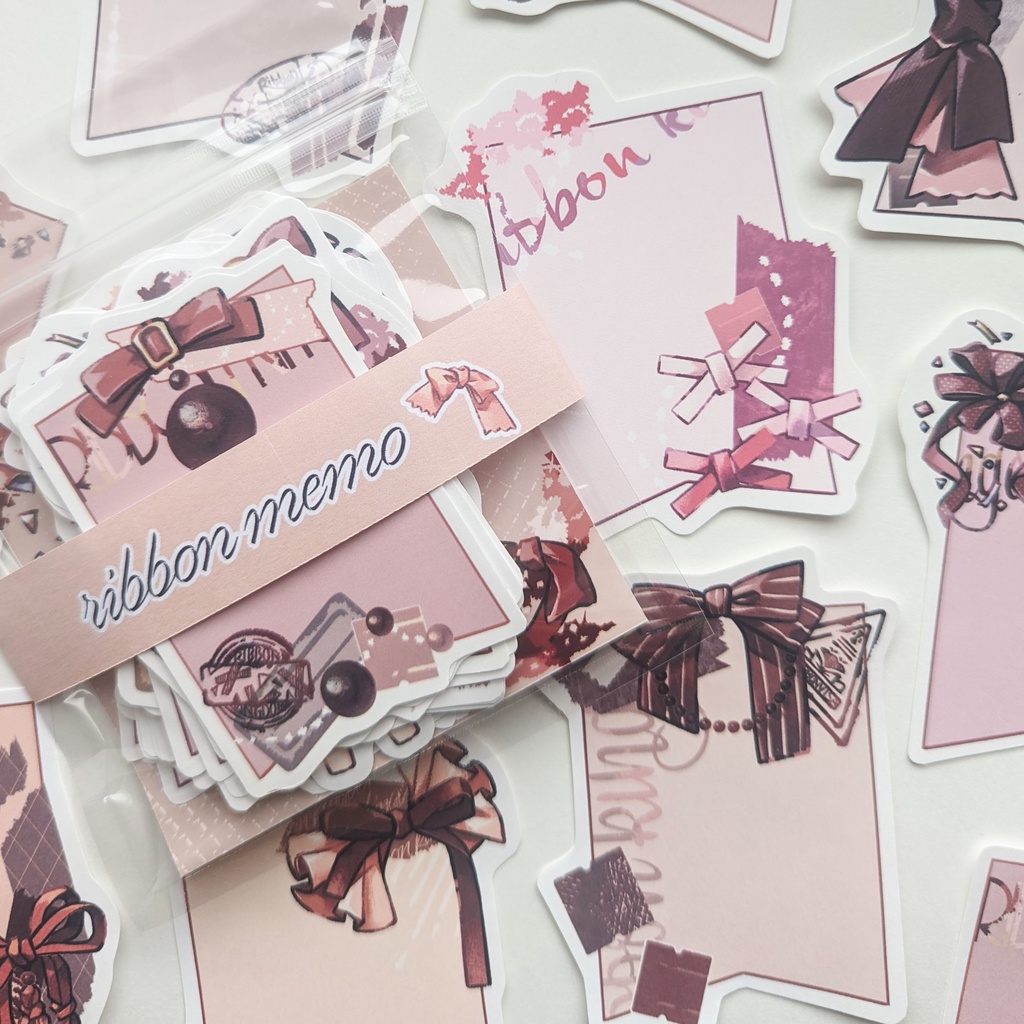 ダイカットメモ「赤リボンmix」