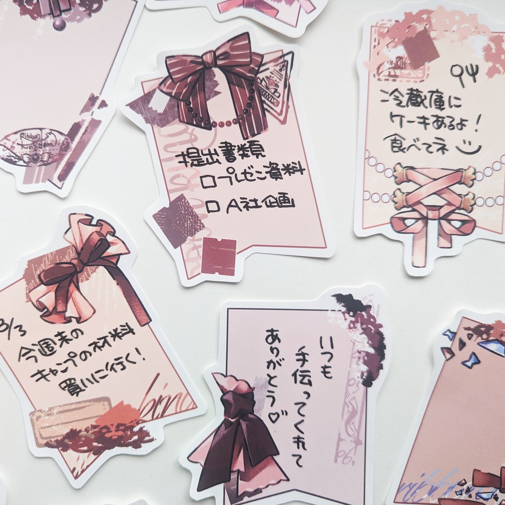 ダイカットメモ「赤リボンmix」