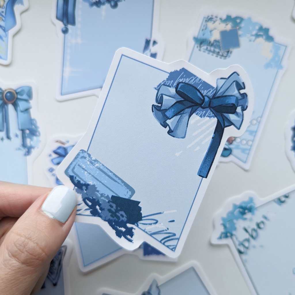 ダイカットメモ「青リボンmix」