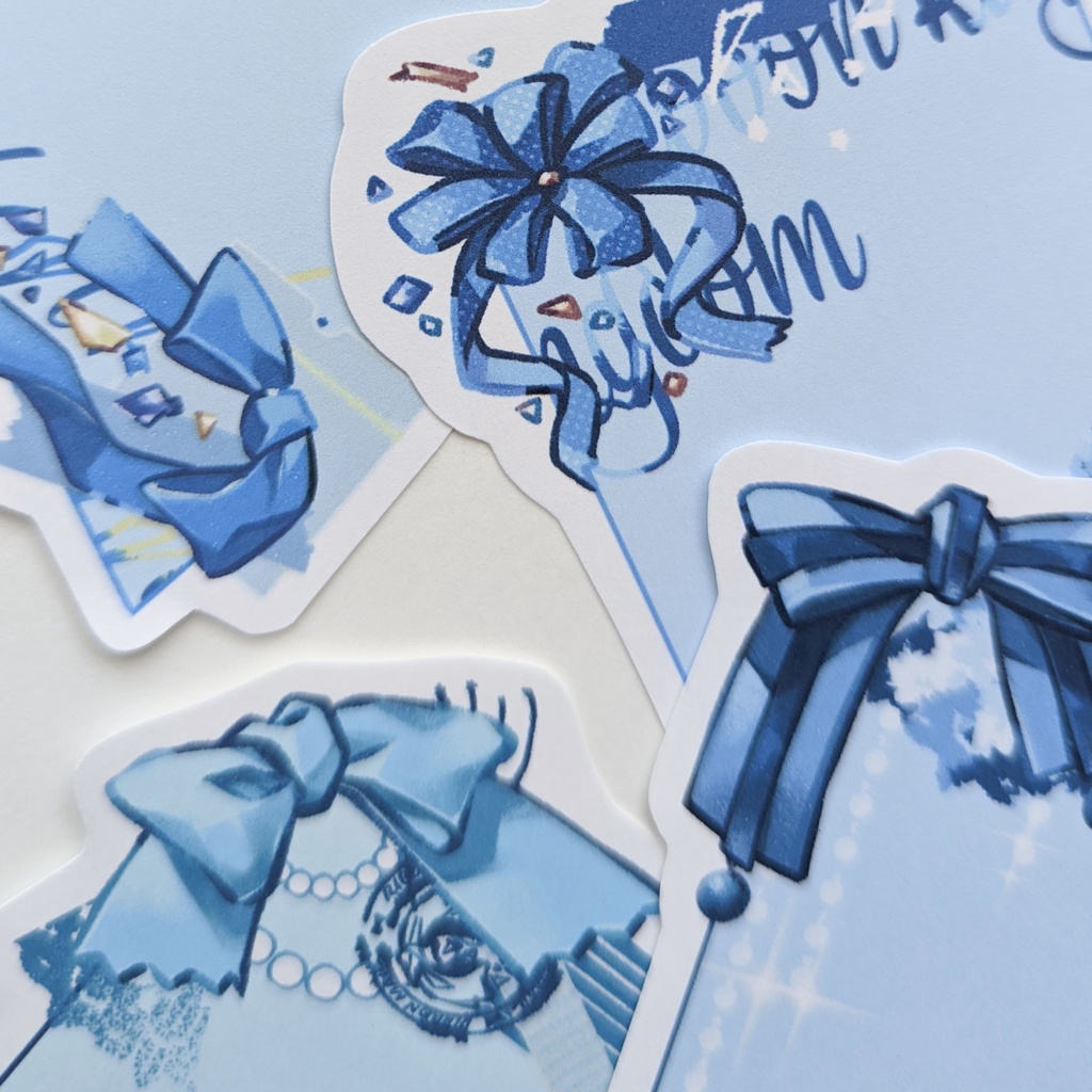 ダイカットメモ「青リボンmix」