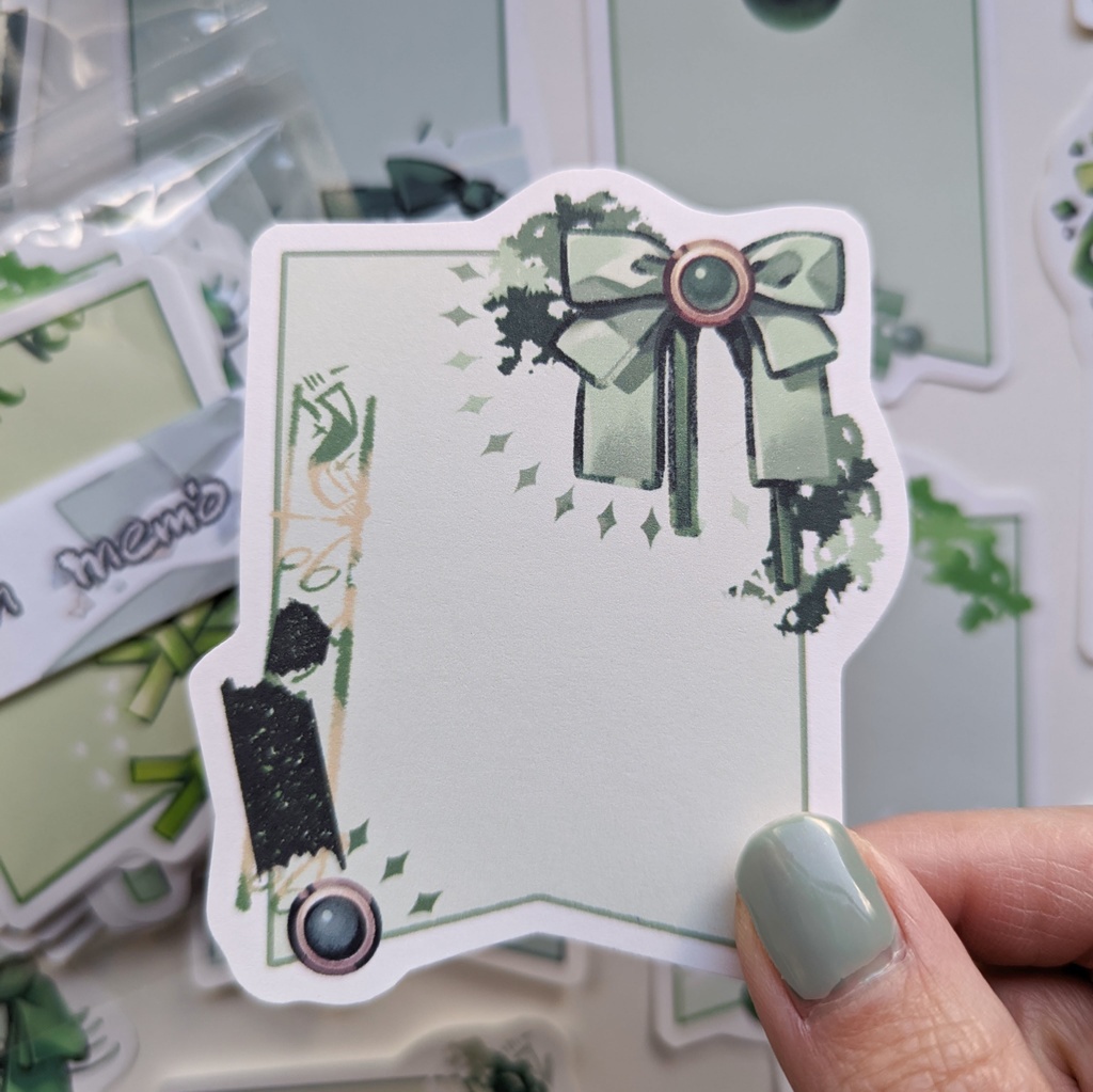 ダイカットメモ「緑リボンmix」