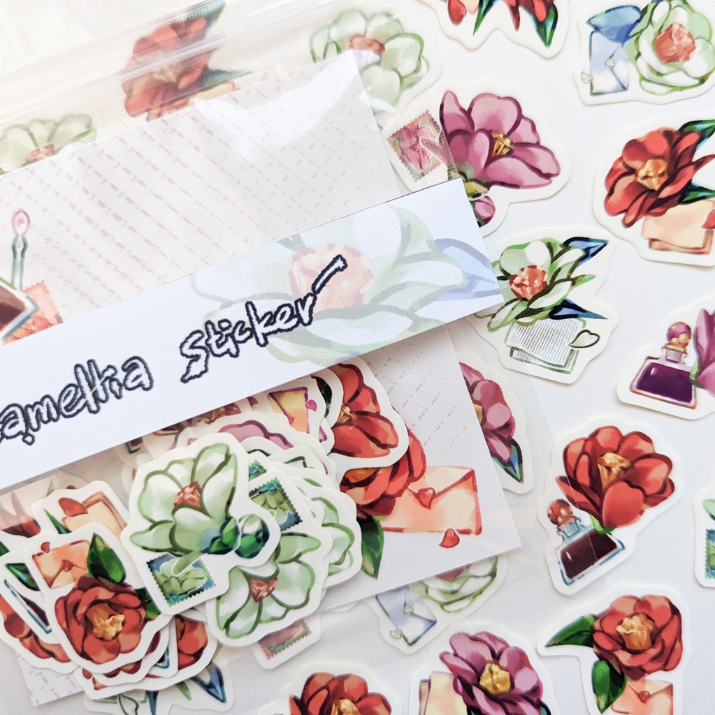 フレークシール「椿と恋文mix」