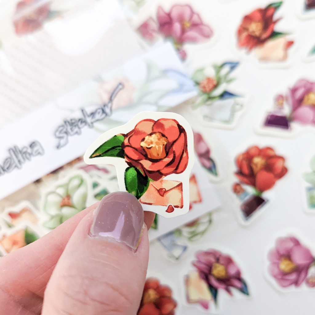 フレークシール「椿と恋文mix」