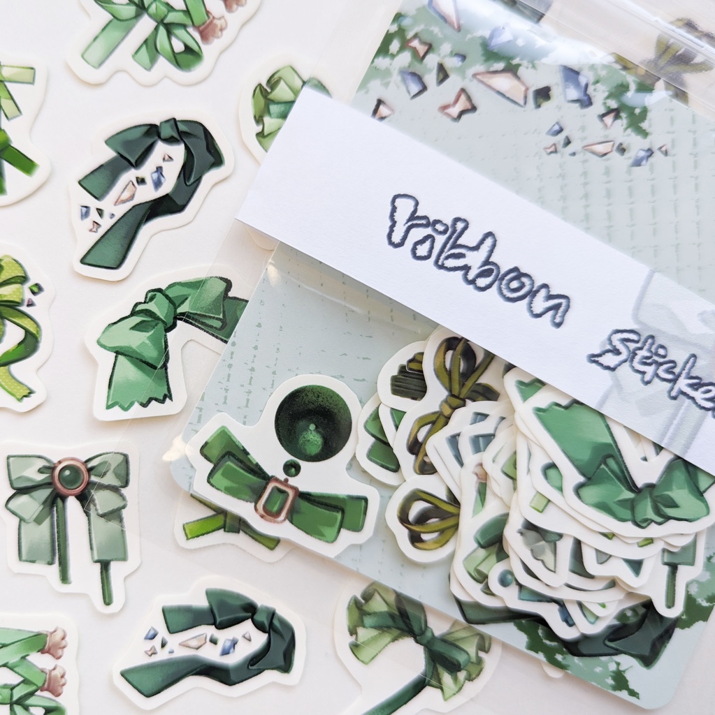 フレークシール「緑リボンmix」