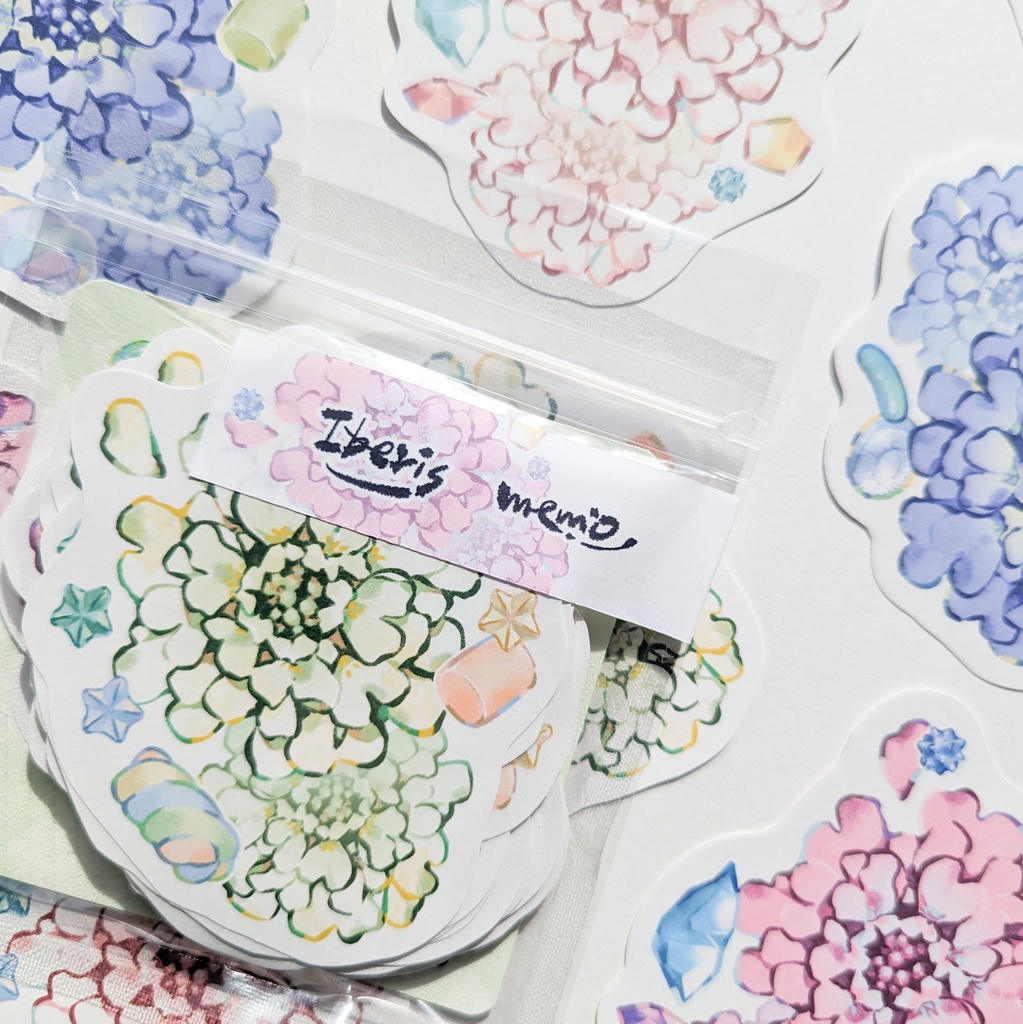 ダイカットメモ「イベリスと砂糖菓子mix」