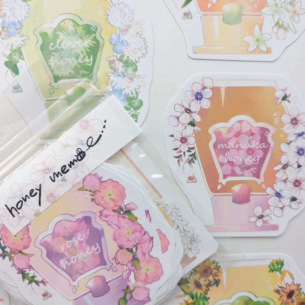 ダイカットメモ「蜂蜜ボトルmix」