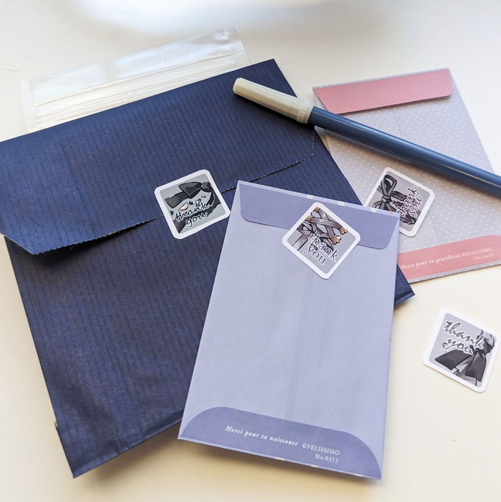 フレークシール「黒リボンmix-thank you Ver.-」