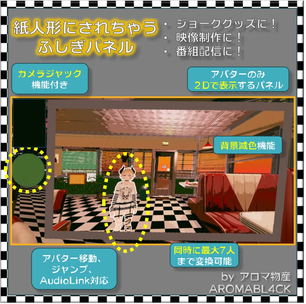 【ワールド用】紙人形にされちゃうふしぎパネル【VRChat】