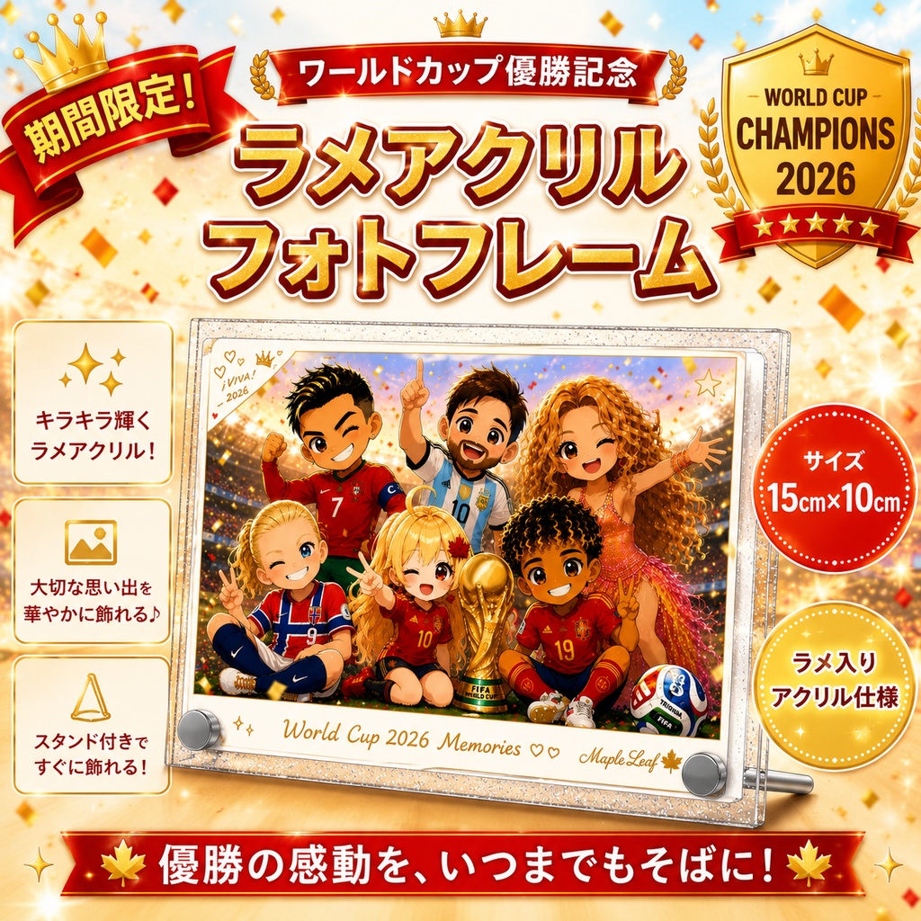 【ワールドカップ優勝記念】ラメアクリルフォトフレーム