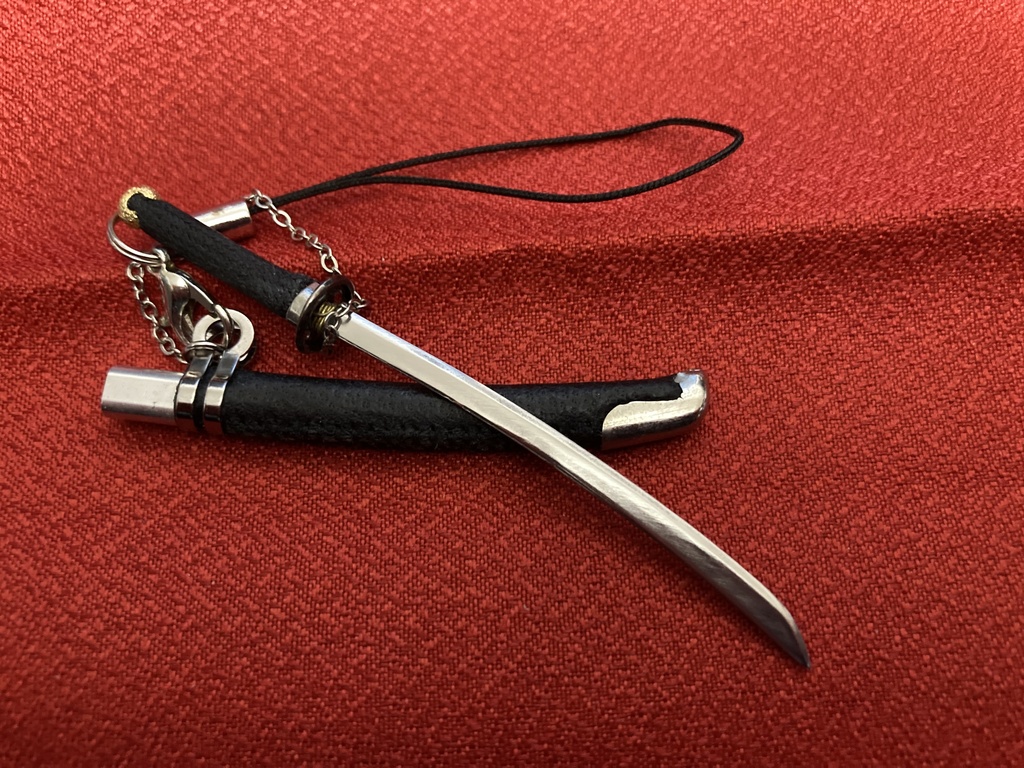 手作り日本刀ストラップ ラクダ革鞘(希少レザー)