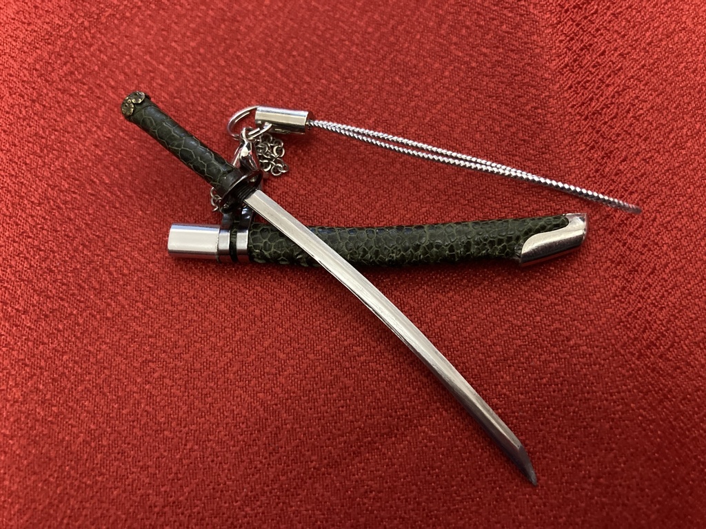 手作り日本刀ストラップ トカゲ革鞘(希少レザー)