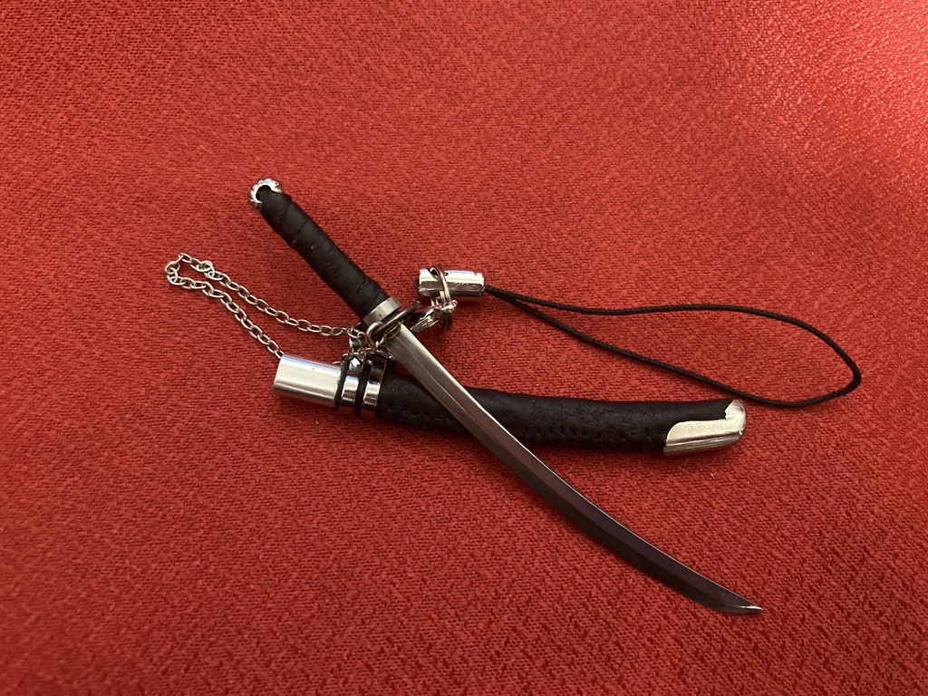 手作り日本刀ストラップ サメ革鞘(希少レザー)