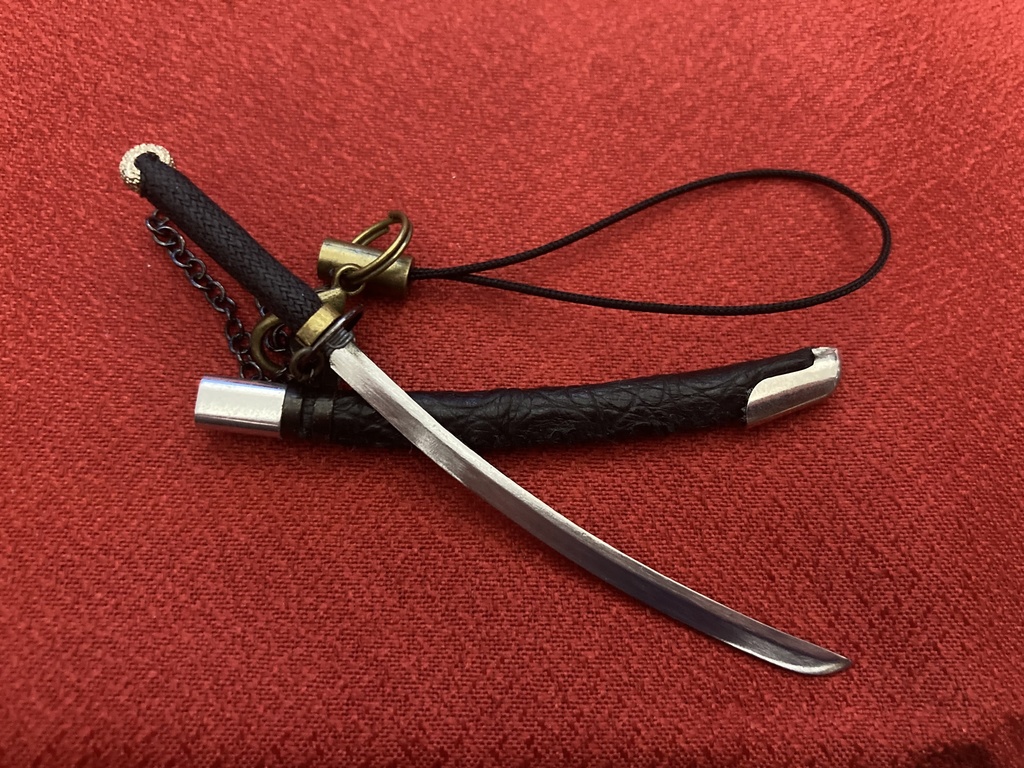 手作り日本刀ストラップ ワニ革鞘(希少レザー)