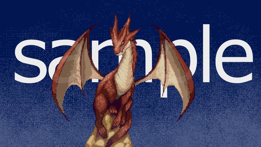 ドット絵炎を吐くドラゴンのシーントランジション