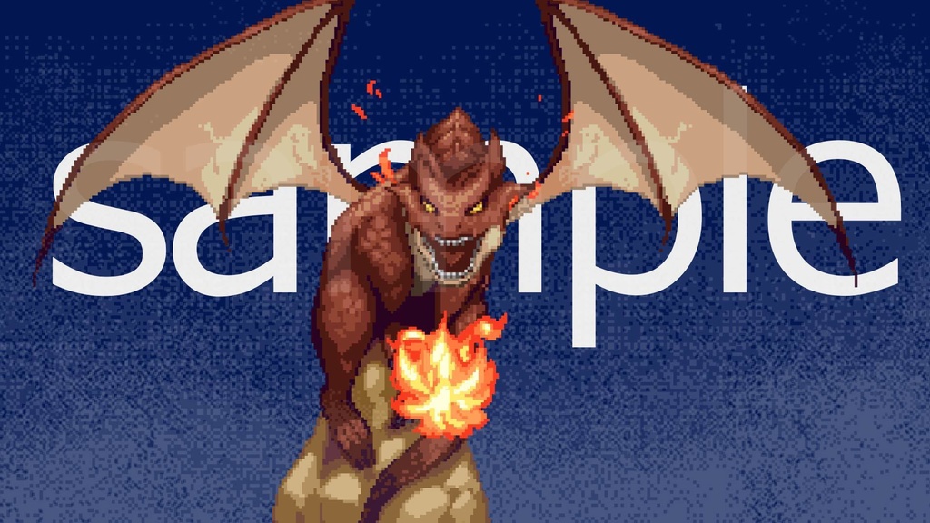 ドット絵炎を吐くドラゴンのシーントランジション