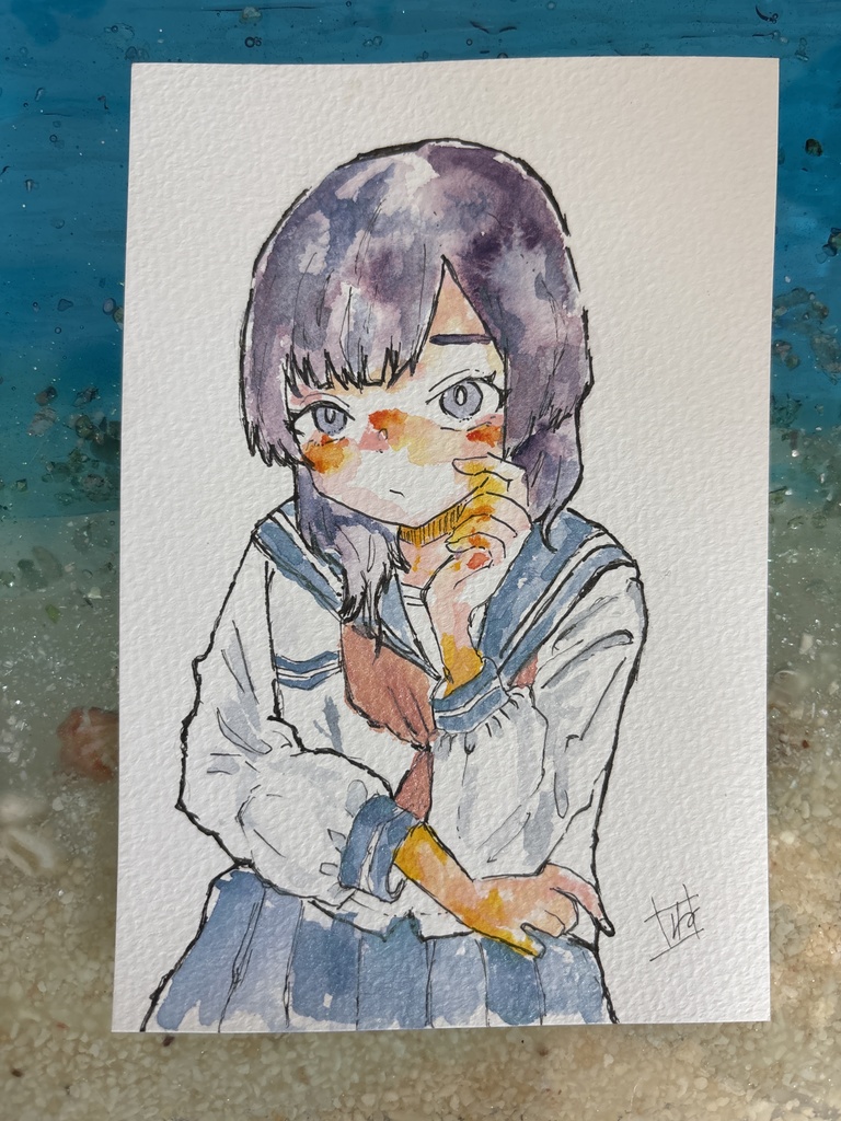 オリジナル手描き原画イラスト きみのこと、気になってる。