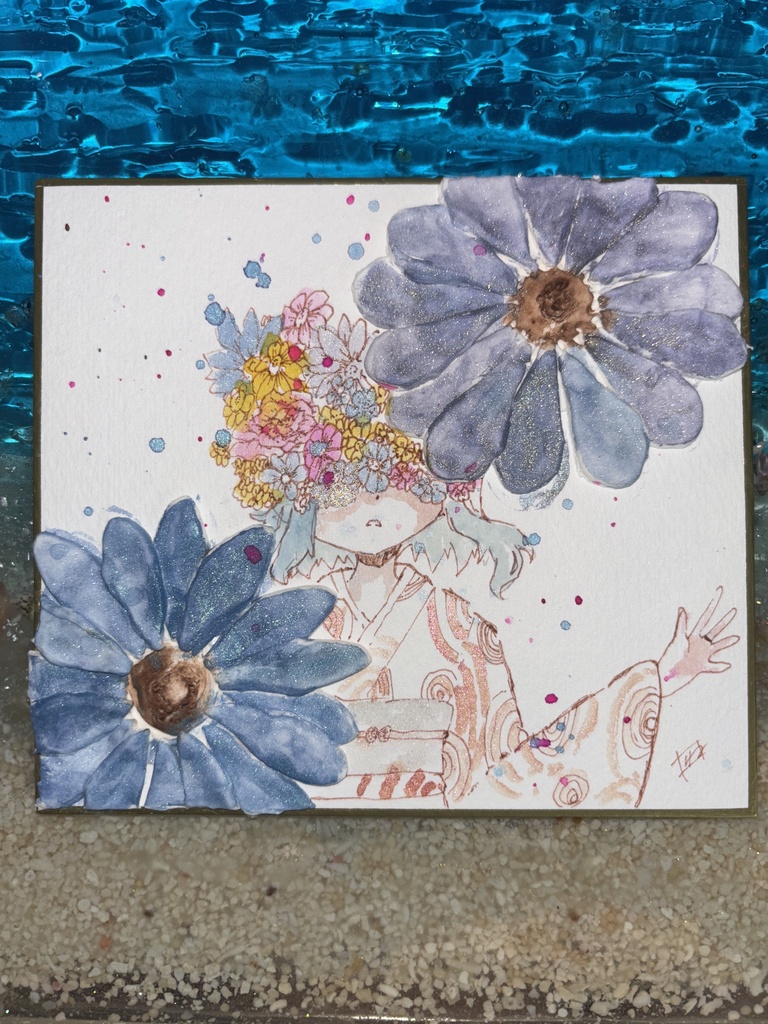 オリジナル手描き原画イラスト 手を振るだけ