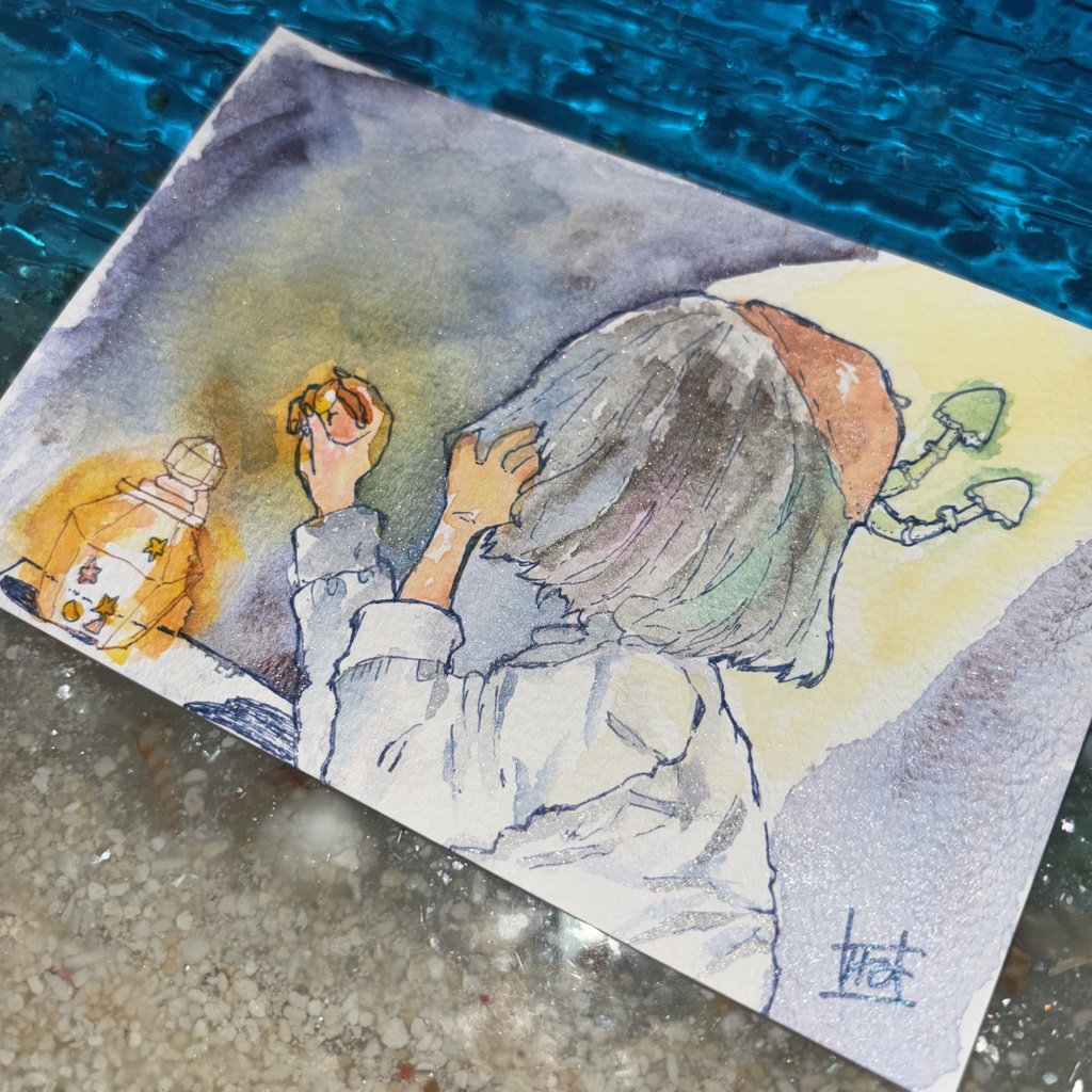 オリジナル手描き原画イラスト 一点物 「幸せを見つめてる。」