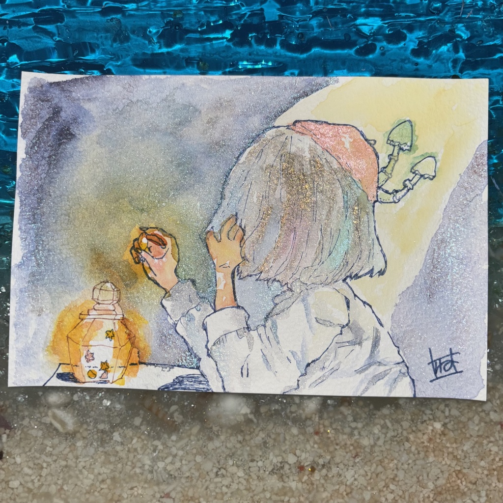 オリジナル手描き原画イラスト 一点物 「幸せを見つめてる。」