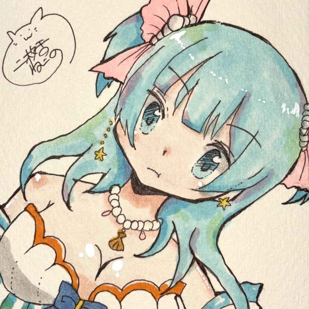 同人手描き原画イラスト 一点物 マギレコ レナ（水着ver）