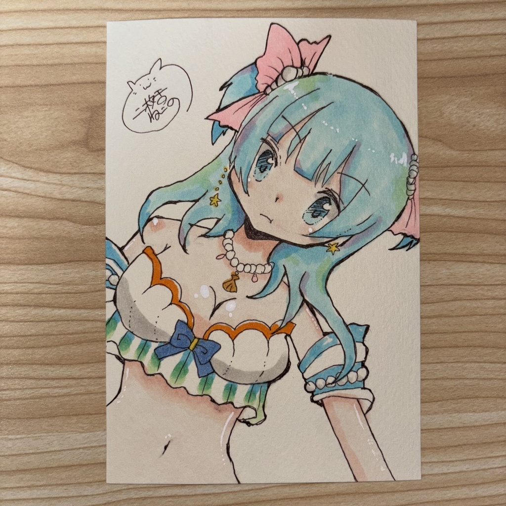 同人手描き原画イラスト 一点物 マギレコ レナ(水着ver)