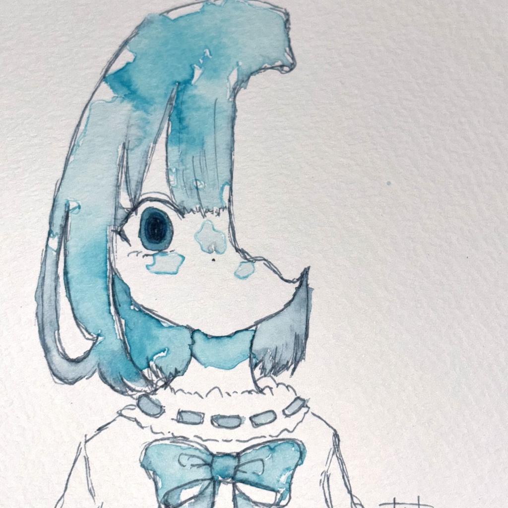 『崩れちゃった』オリジナル手描き原画イラスト 一点物 ポストカードサイズ