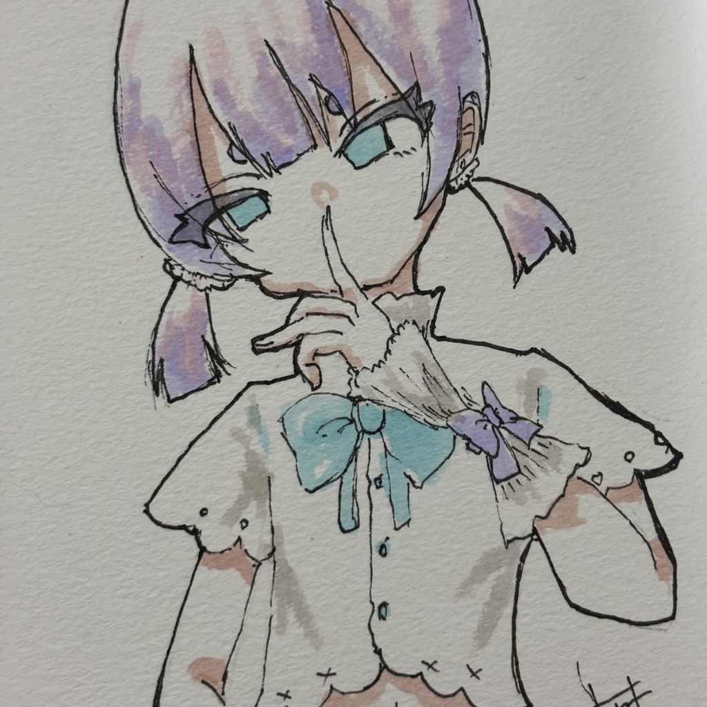 『しずかに、ね』 オリジナル手描き原画イラスト 一点物