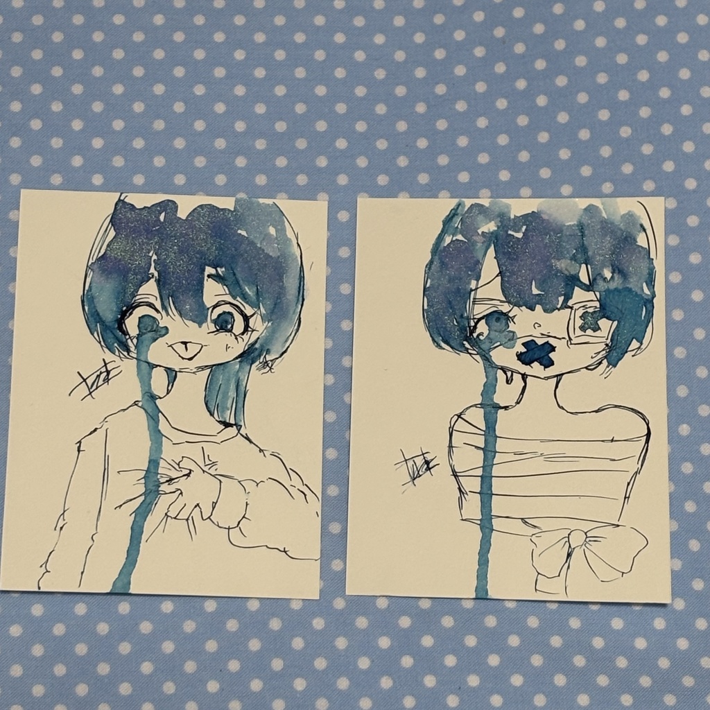 【オリジナル手描き原画イラスト2枚セット】一点物｜Memories Overflow / Breathing Hurts