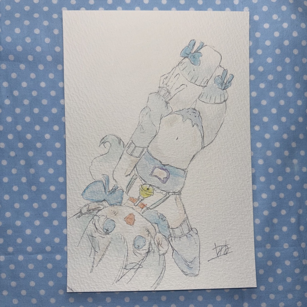 誘ってるよ。 ポストカードサイズ 一点物 オリジナル手描き原画イラスト