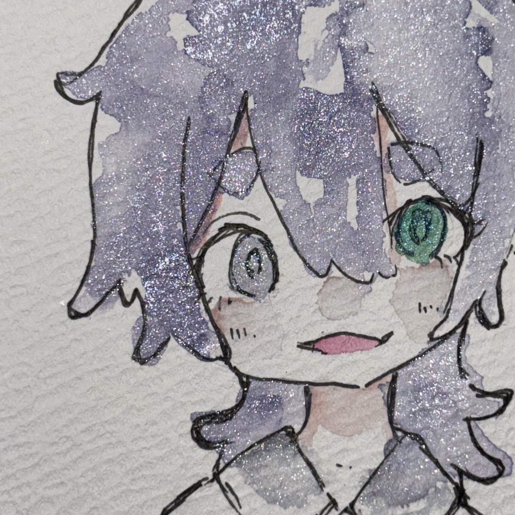 はろー世界。 ポストカードサイズ 一点物 オリジナル手描き原画イラスト