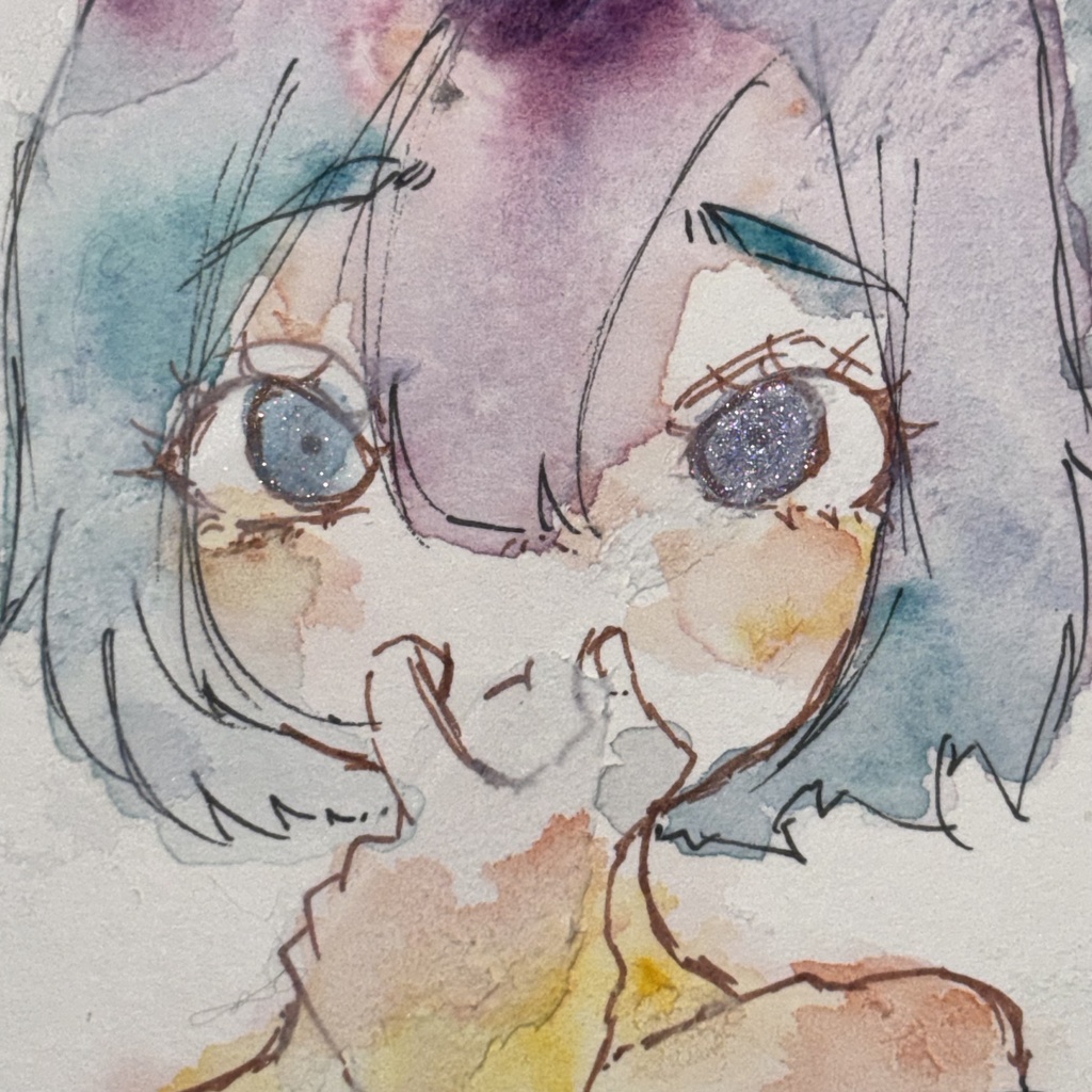 むにっと。 オリジナル手描き原画イラスト 一点物 ポストカードサイズ
